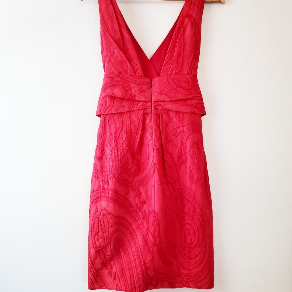 Monique Lhuillier Red Bow Brocade Dress - Picture 3 of 7